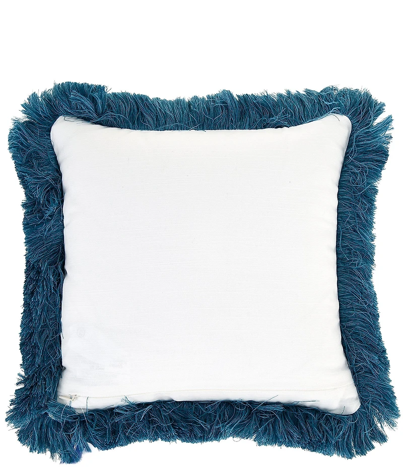 Southern Living Beetle Embroidered Fringe Trim Square Pillow
