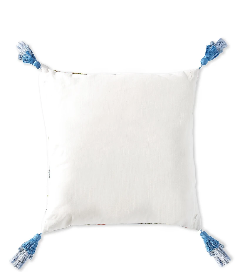 Southern Living Bird Embroidered Tassel Trim Square Pillow