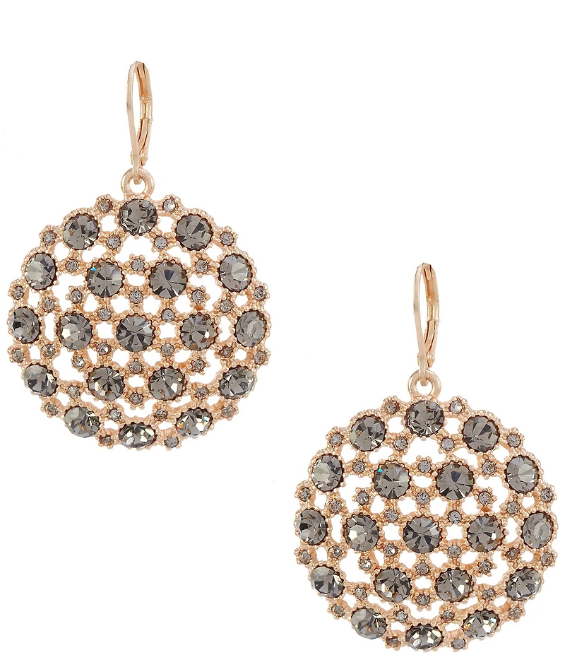 Southern Living Black Diamond Stone Delicate Open Metal Drop Earrings