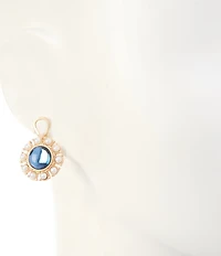 Southern Living Blue Cab Pearl Beaded Edge Clip Drop Earrings