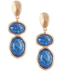 Southern Living Blue Crackle Oval Cab Double Drop Earrings