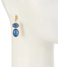 Southern Living Blue Crackle Oval Cab Double Drop Earrings