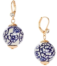 Southern Living Blue Floral Print Ceramic Bead Drop Earrings