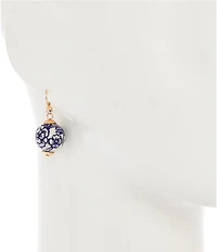 Southern Living Blue Floral Print Ceramic Bead Drop Earrings