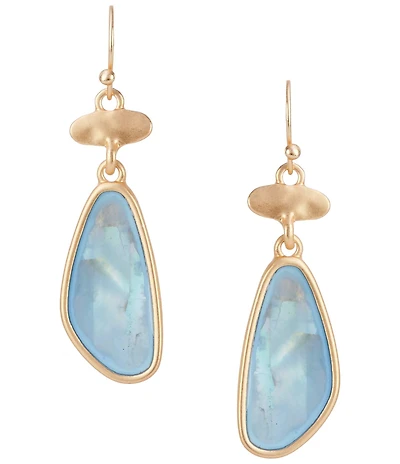Southern Living Blue Shell Organic Metal Drop Earrings