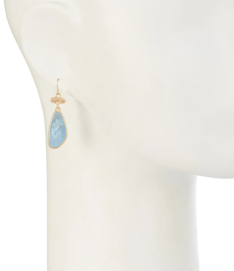 Southern Living Blue Shell Organic Metal Drop Earrings