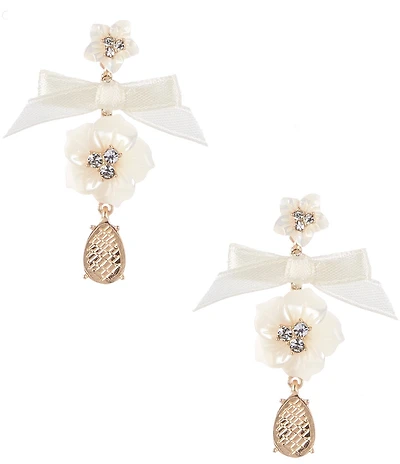 Southern Living x Borrowed & Blue Crystal Floral Pearl Teardrop Drop Earrings