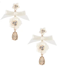 Southern Living x Borrowed & Blue Crystal Floral Pearl Teardrop Drop Earrings