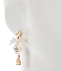 Southern Living x Borrowed & Blue Crystal Floral Pearl Teardrop Drop Earrings
