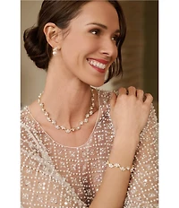 Southern Living x Borrowed & Blue Curved Cubic Zirconia Stones and Pearls Necklace