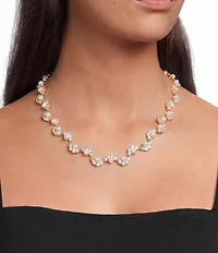 Southern Living x Borrowed & Blue Curved Cubic Zirconia Stones and Pearls Necklace