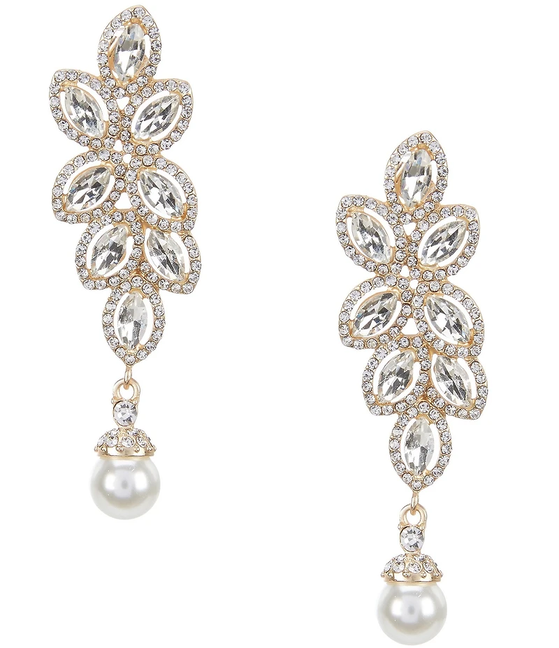 Southern Living x Borrowed & Blue Marquise Cluster Pearl Crystal Drop Statement Earrings