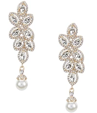 Southern Living x Borrowed & Blue Marquise Cluster Pearl Crystal Drop Statement Earrings