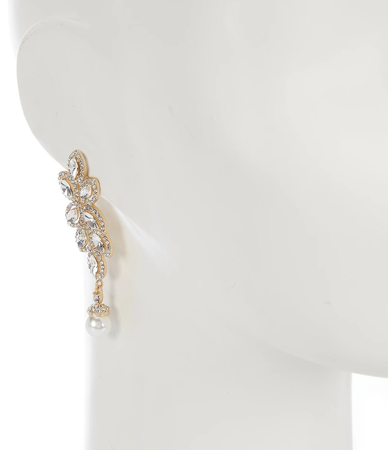 Southern Living x Borrowed & Blue Marquise Cluster Pearl Crystal Drop Statement Earrings
