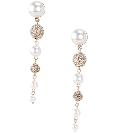 Southern Living x Borrowed & Blue Pearl and Pave Ball Linear Earrings