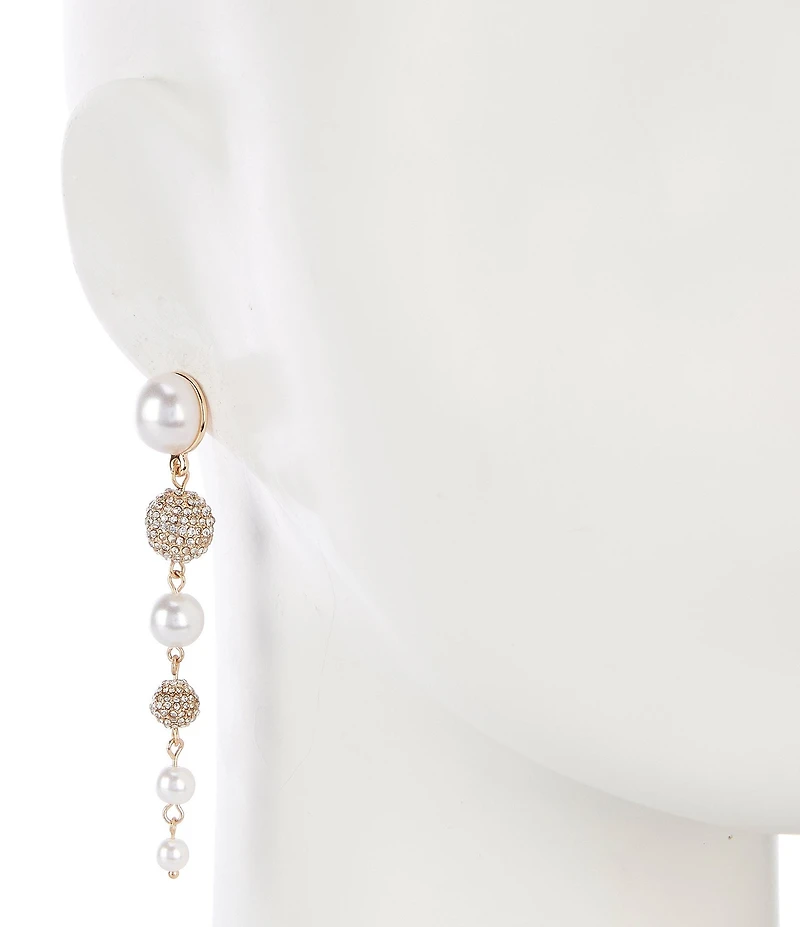 Southern Living x Borrowed & Blue Pearl and Pave Ball Linear Earrings