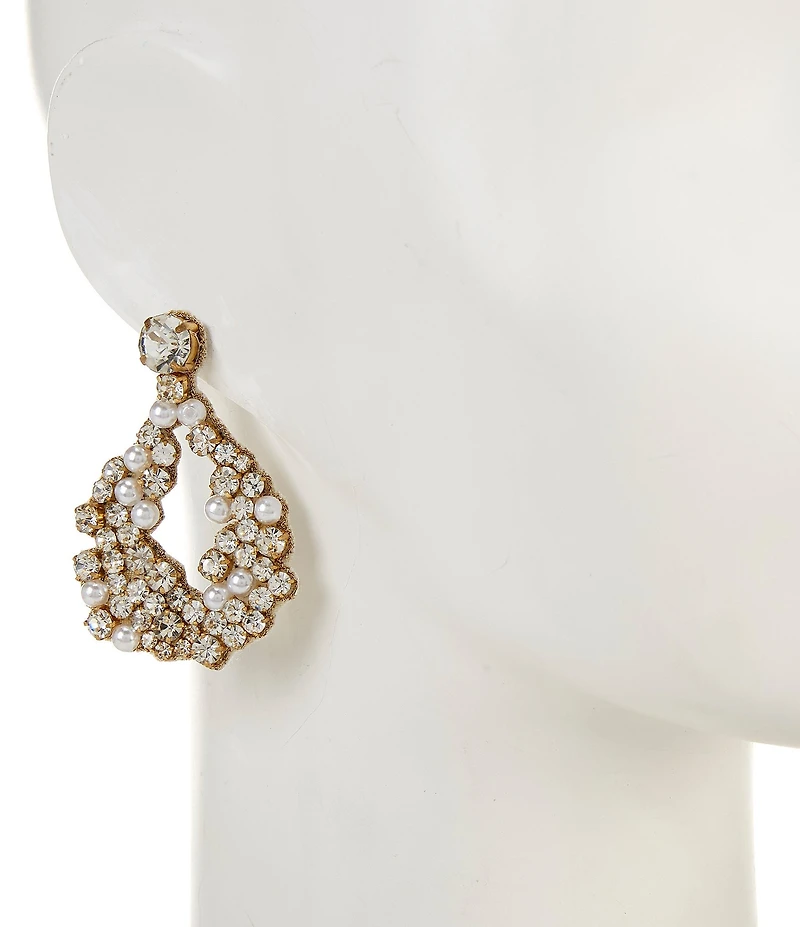 Southern Living x Borrowed & Blue Pearl and Stone Orbital Drop Earrings