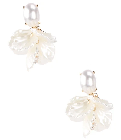 Southern Living x Borrowed & Blue Pearl Oval Stud Multi Flower Petal Drop Earrings