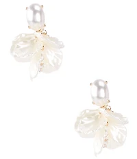 Southern Living x Borrowed & Blue Pearl Oval Stud Multi Flower Petal Drop Earrings