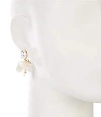 Southern Living x Borrowed & Blue Pearl Oval Stud Multi Flower Petal Drop Earrings