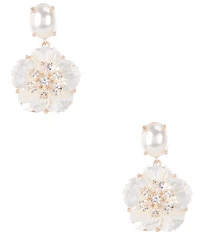 Southern Living x Borrowed & Blue Pearl Stud Crystal CZ Stone Flower Drop Earrings
