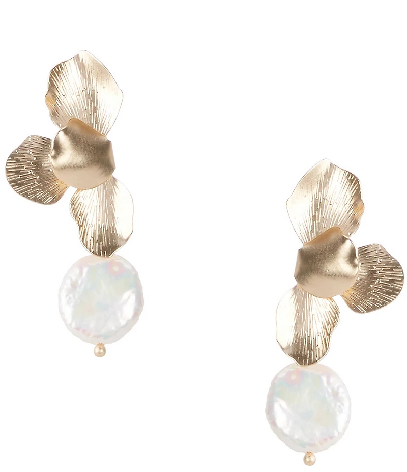 Southern Living x Borrowed & Blue Petal Drop Earrings with Pearl
