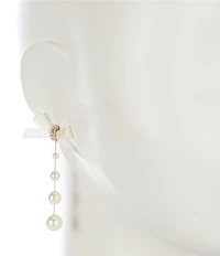 Southern Living x Borrowed & Blue Satin Bow Pearl Statement Linear Earrings