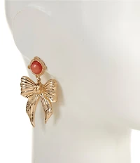 Southern Living Bow Drop Earrings with Semi Precious Stone