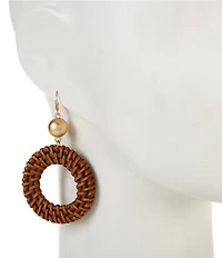Southern Living Brass Bead Wicker Resort Round Drop Earrings