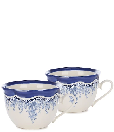 Southern Living Caroline Collection Blue & White Chinoiserie Tea Cups, Set of 2