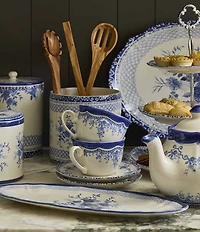 Southern Living Caroline Collection Blue & White Chinoiserie Tea Cups, Set of 2