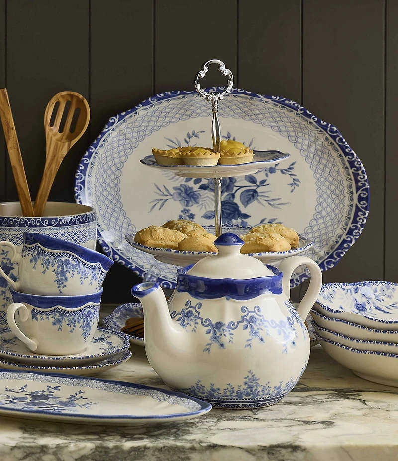Southern Living Caroline Collection Blue & White Chinoiserie Oval Platter