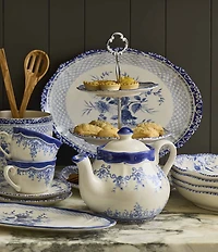 Southern Living Caroline Collection Blue & White Chinoiserie Oval Platter