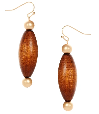 Southern Living Oval Wood Resort Bead Drop Earrings