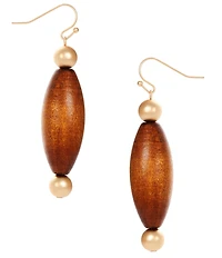 Southern Living Oval Wood Resort Bead Drop Earrings