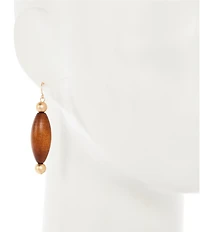 Southern Living Oval Wood Resort Bead Drop Earrings
