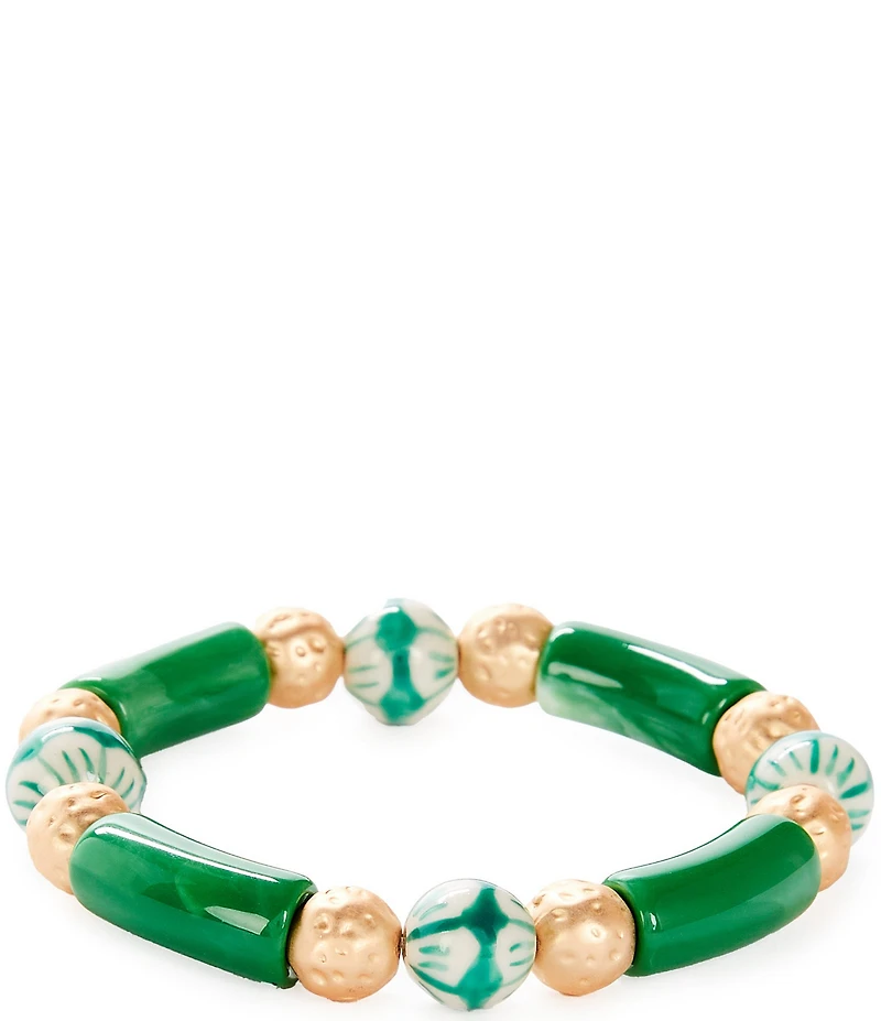 Southern Living Ceramic & Metal Beaded Stretch Bracelet