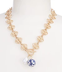 Southern Living Chinoiserie Bead And Pearl Charms Short Pendant Necklace