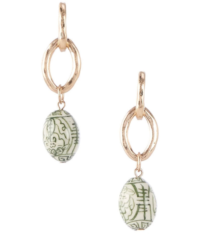 Southern Living Chinoiserie Bead Link Linear Earrings