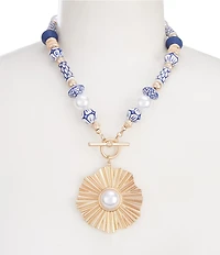 Southern Living Chinoiserie Beaded Short Burst Pendant Statement Necklace