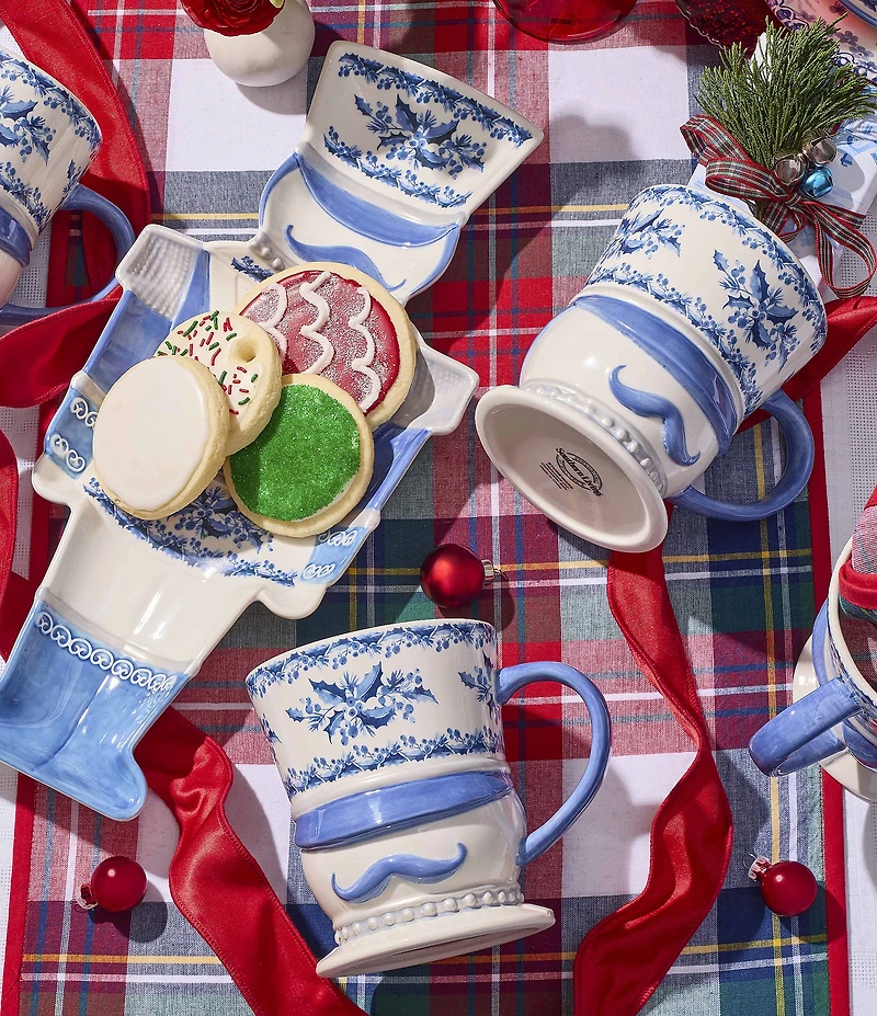 Southern Living Chinoiserie Christmas Collection Blue Nutcracker Mugs, Set of 2