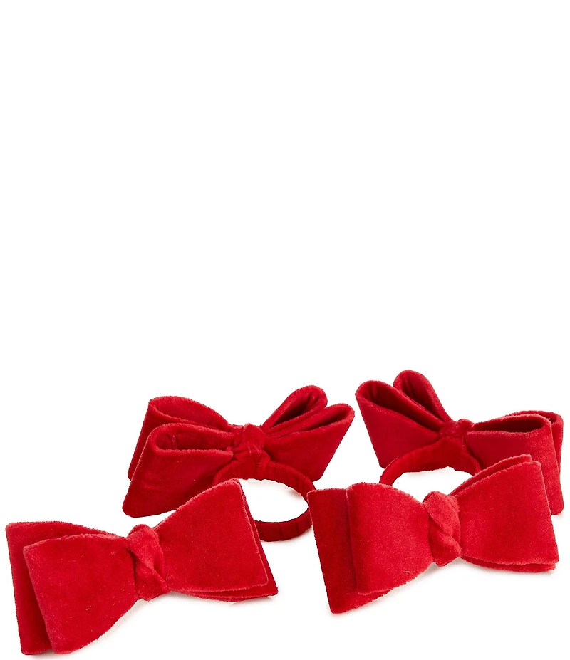 Southern Living Chinoiserie Christmas Collection Red Bow Napkin Rings, Set of 4