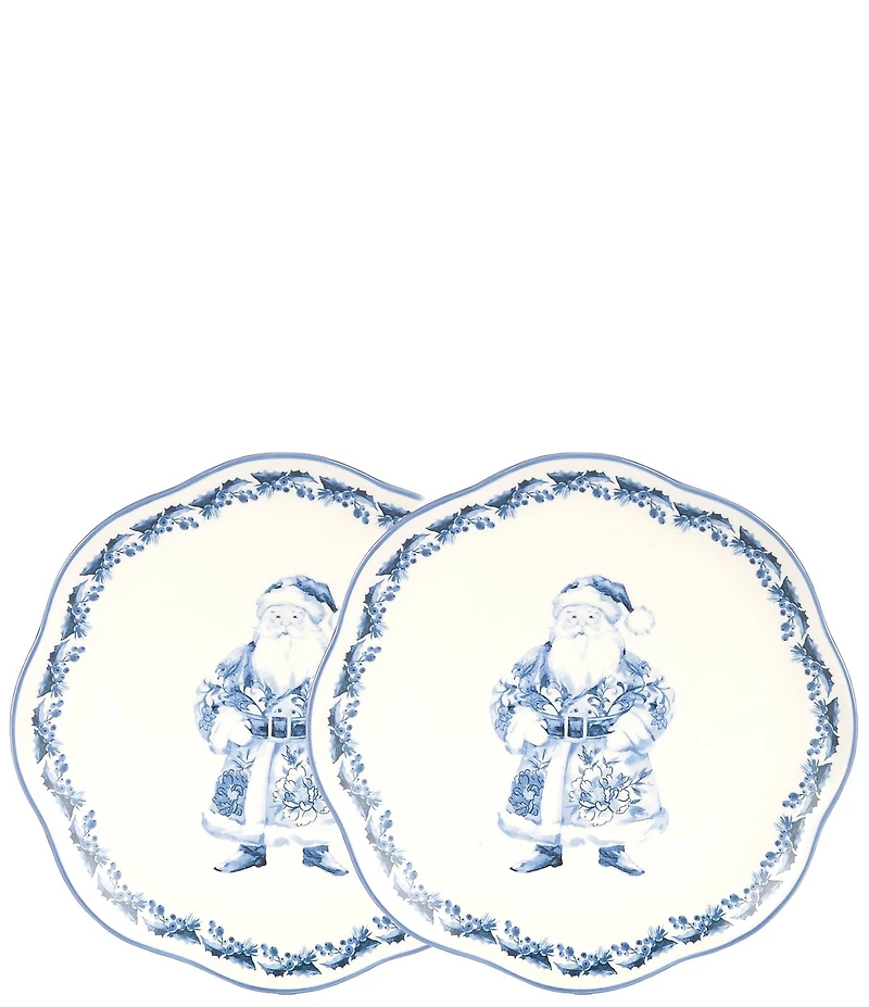 Southern Living Chinoiserie Christmas Collection Santa Accent Plates, Set of 4
