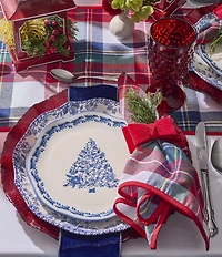 Southern Living Chinoiserie Christmas Collection Tartan Plaid Napkins, Set of 4