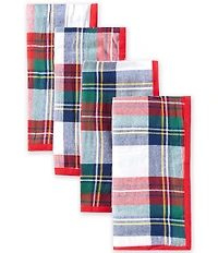Southern Living Chinoiserie Christmas Collection Tartan Plaid Napkins, Set of 4