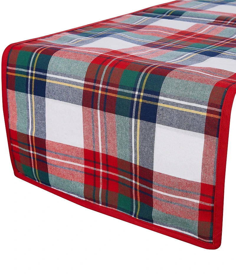 Southern Living Chinoiserie Christmas Collection Tartan Plaid Runner