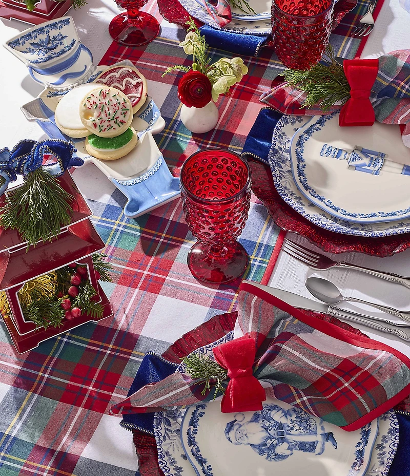 Southern Living Chinoiserie Christmas Collection Tartan Plaid Runner