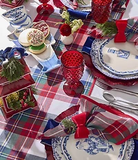 Southern Living Chinoiserie Christmas Collection Tartan Plaid Runner