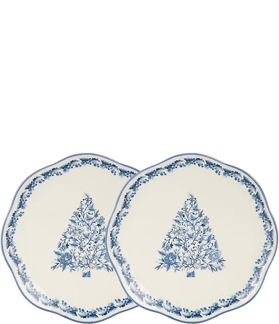 Southern Living Chinoiserie Christmas Collection Tree Accents Plates, Set of 2