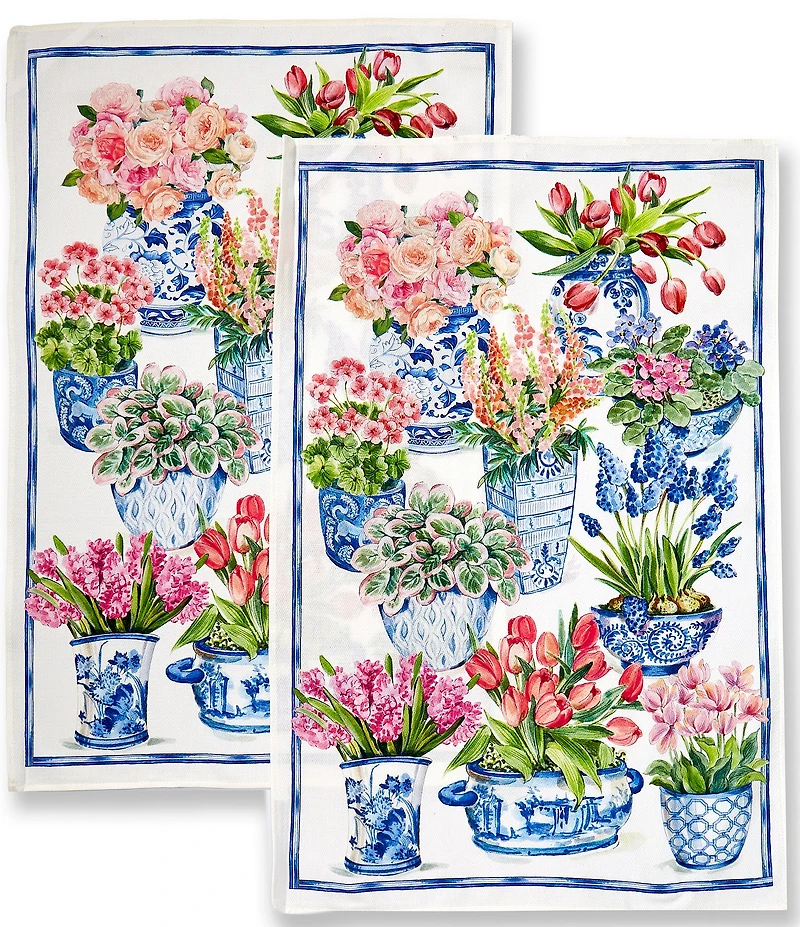 Southern Living Chinoiserie Floral Kitchen Towels, Set of 2